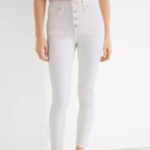 Madewell white high-rise skinny button fly jeans